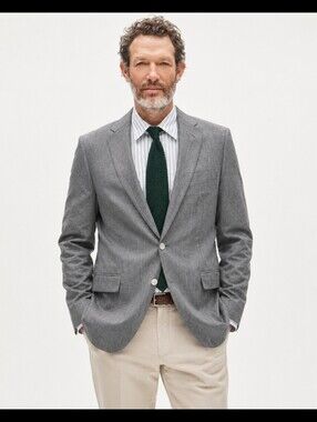 J Crew Ludlow Suit Jacket Sport Coat Somelos Portugal Cotton Gray Men's 38 Short